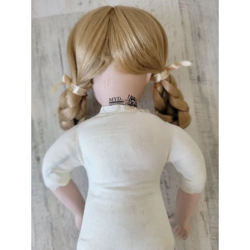 Marian yu porcelain doll blonde pigtail braid‎ girl collectible